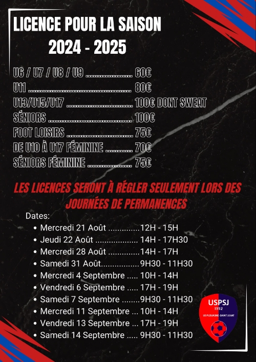 Planning des dates pour régler les licences